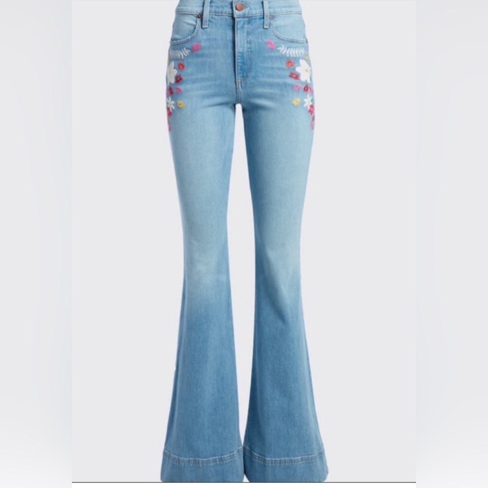 Alice + Olivia Blue Flare Wide Leg Jeans